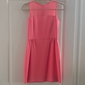 Sleeveless Sheer Yoke Pink Mini Dress